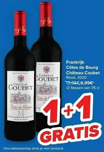 Carrefour Frankrijk côtes de bourg château coubet rood aanbieding