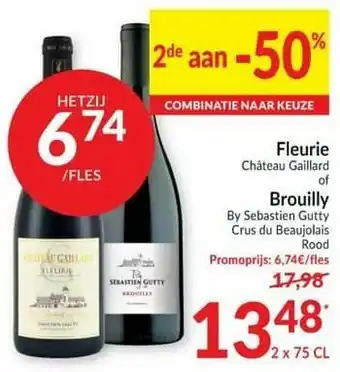 Intermarché Fleurie château gaillard of brouilly by sebastien gutty crus du beaujolais rood aanbieding