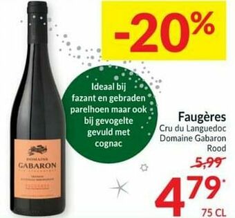 Intermarché Faugères cru du languedoc domaine gabaron rood aanbieding
