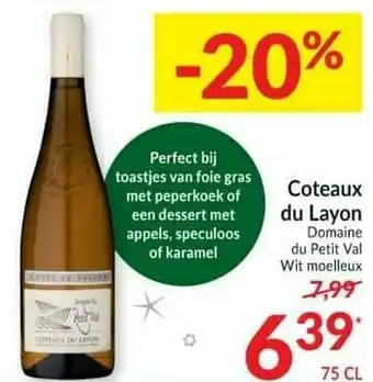 Coteaux du layon domaine du petit val wit moelleux