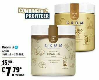 Delhaize Roomijs grom aanbieding