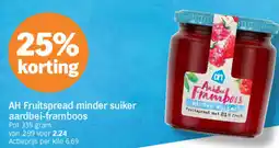 Albert Heijn AH Fruitspread minder suiker aardbei framboos aanbieding