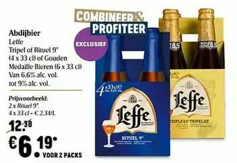 Delhaize Abdijbier leffe rituel 9° aanbieding