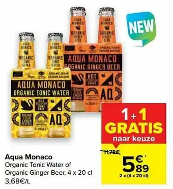 Aqua monaco organic tonic water of organic ginger beer