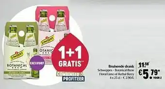 Delhaize Bruisende drank schweppes - botanical brew floral lime of herbal berry aanbieding