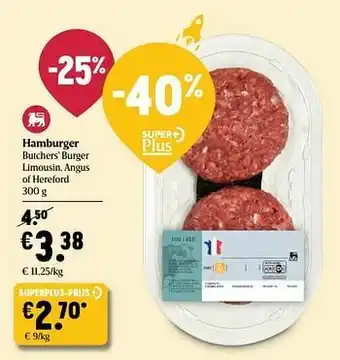 Delhaize Hamburger butchers burger limousin angus of hereford aanbieding