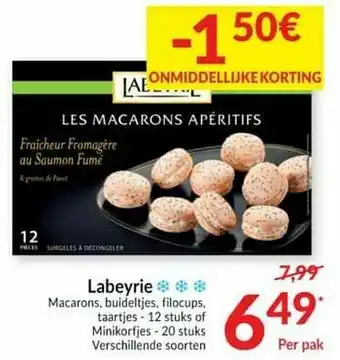 Intermarché Labeyrie macarons, buideltjes, filocups, taartjes of minikorfjes aanbieding