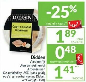 Intermarché Didden vers konfijt uien en rozijnen of ardense uien aanbieding