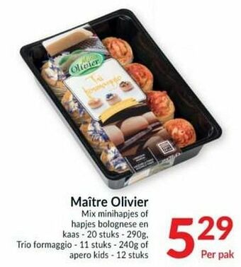 Intermarché Maître olivier mix minihapjes of hapjes bolognese en kaas trio formaggio of apero kids aanbieding