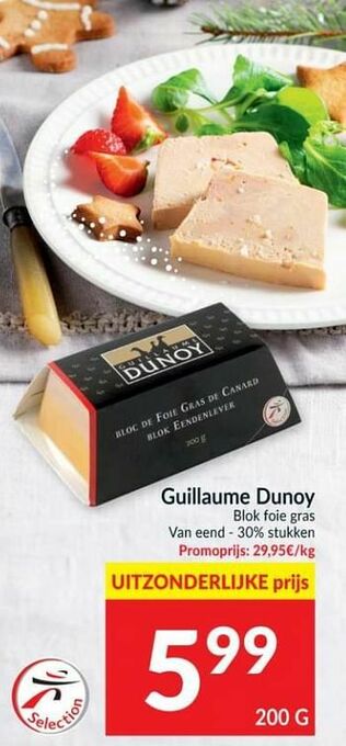 Intermarché Guillaume dunoy blok foie gras van eend aanbieding