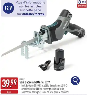 ALDI Ferrex scie sabre à batterie, 12 v aanbieding