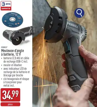 ALDI Ferrex meuleuse d'angle à batterie, 12 v aanbieding