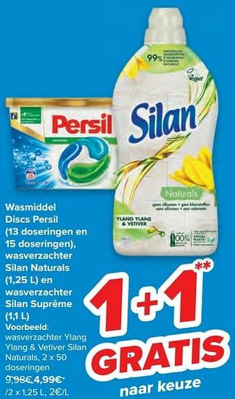 Carrefour Wasverzachter ylang ylang + vetiver silan naturals aanbieding