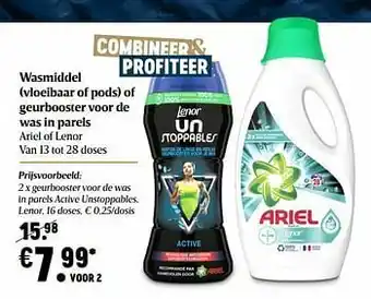 Delhaize Geurbooster voor de was in parels active unstoppables lenor aanbieding