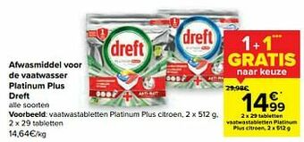 Carrefour Vaatwastabletten platinum plus citroen aanbieding