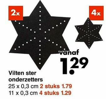 Wibra Vilten ster onderzetters aanbieding
