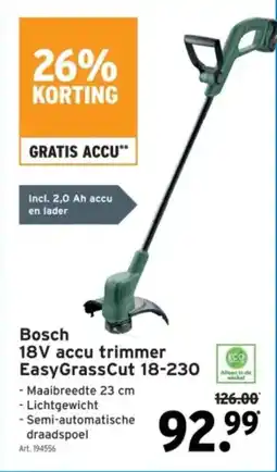 GAMMA Bosch 18V accu trimmer EasyGrassCut 18-230 aanbieding