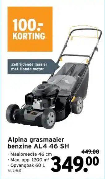 GAMMA Alpina grasmaaier benzine AL4 46 SH aanbieding