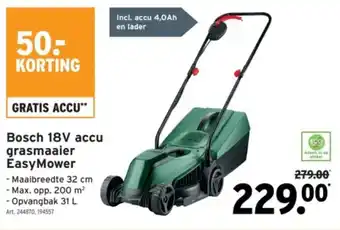 GAMMA Bosch accu grasmaaier EasyMower aanbieding