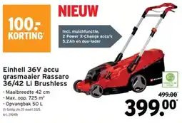 GAMMA Einhell 36V accu grasmaaier Rassaro 36/42 Li Brushless aanbieding