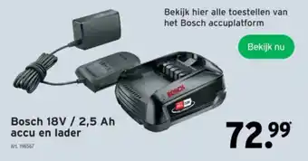 GAMMA Bosch 18V / 2,5 Ah accu en lader aanbieding