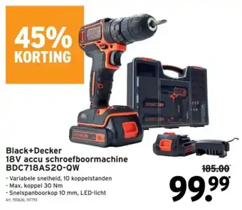 GAMMA Black+Decker 18V accu schroefboormachine BDC718AS20-QW aanbieding