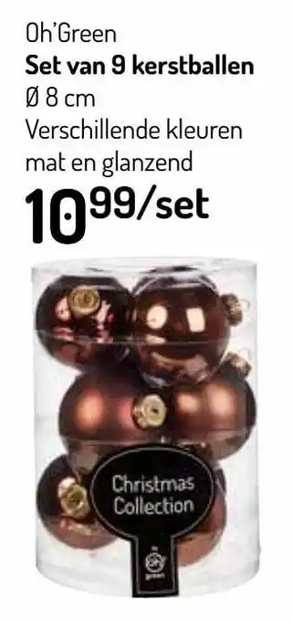Oh Green Oh’green set van 9 kerstballen aanbieding