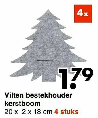 Wibra Vilten bestekhouder kerstboom aanbieding