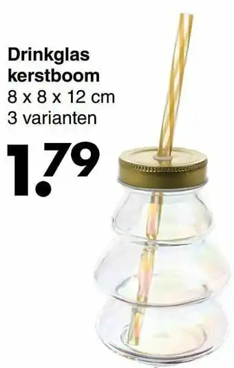 Wibra Drinkglas kerstboom aanbieding
