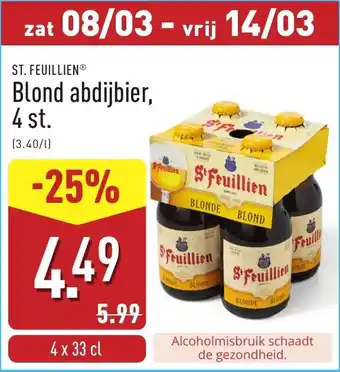 ALDI St. feuillien Blond abdijbier, 4 st. aanbieding