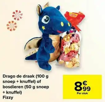 Carrefour Drago de draak snoep + knuffel of bosdieren snoep + knuffel fizzy aanbieding