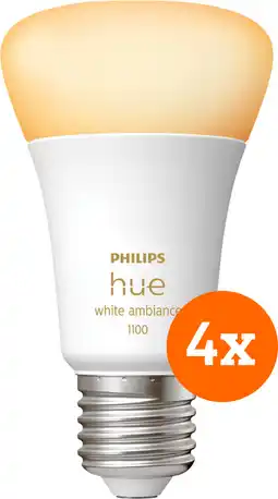 Coolblue Philips Hue White Ambiance E27 1100lm 4-pack aanbieding