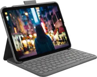 Coolblue Logitech Slim Folio Apple iPad (2022) Toetsenbord Hoes AZERTY aanbieding