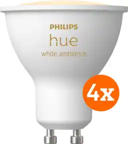 Coolblue Philips Hue White Ambiance GU10 4-pack aanbieding