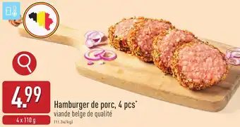 ALDI Hamburger de porc aanbieding