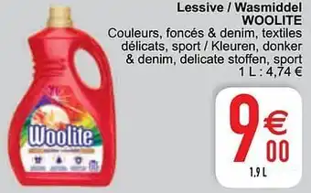 Cora Lessive - wasmiddel woolite 1,9liter aanbieding