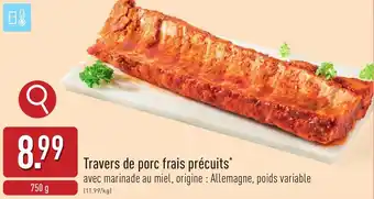 ALDI Travers de porc frais précuits aanbieding