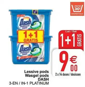Cora Lessive pods wasgel pods dash 3-en - in-1 platinum aanbieding