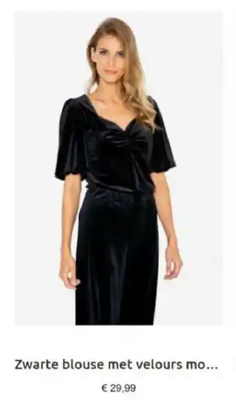 Zwarte blouse met velours mo...