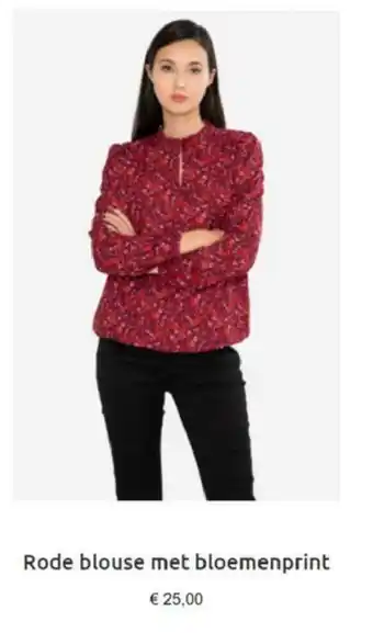 Bel en Bo Rode blouse met bloemenprint aanbieding