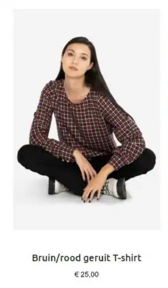 Bel en Bo Bruin/rood geruit T-shirt aanbieding