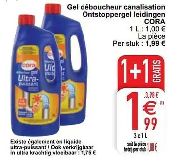 Gel déboucheur canalisation ontstoppergel leidingen cora 1liter