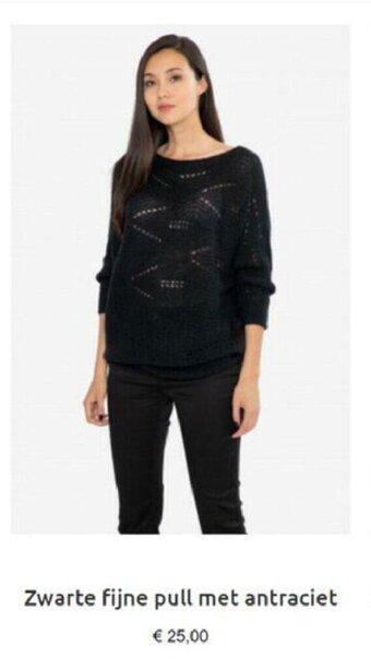 Zwarte fijne pull met antraciet