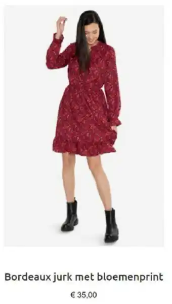 Bel en Bo Bordeaux jurk met bloemenprint aanbieding