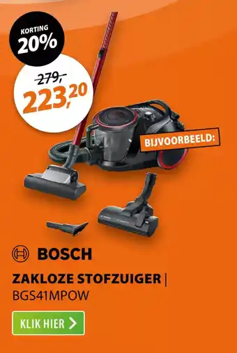 Expert Bosch zakloze stofzuiger BGS41MPOW aanbieding