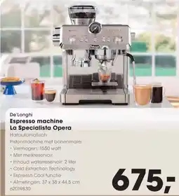 Hanos De'longhi espresso machine la specialista opera aanbieding