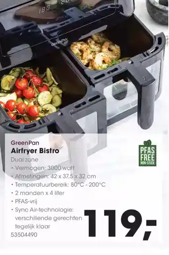 Hanos Greenpan airfryer bistro aanbieding