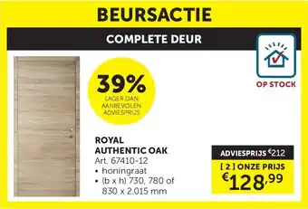 Zelfbouwmarkt COMPLETE DEUR ROYAL AUTHENTIC OAK aanbieding