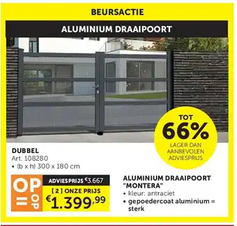 Zelfbouwmarkt ALUMINIUM DRAAIPOORT DUBBEL aanbieding