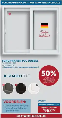 Zelfbouwmarkt SCHUIFRAMEN PVC DUBBEL aanbieding